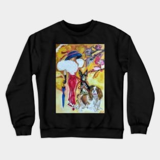 The Girl with Dogs (The Girl in the Artificial Boa) Crewneck Sweatshirt